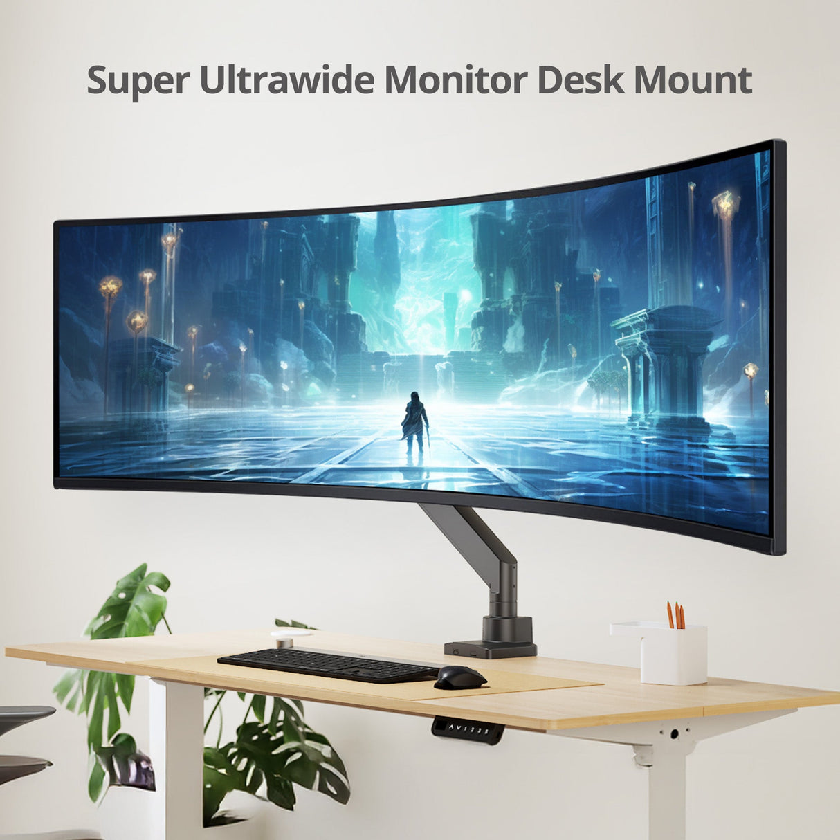 Single 43" Monitor Heavy-Duty Premium Gas Spring Desk Mount - Black, VESA 75x75, 100x100, 200x200mm