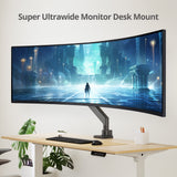 Single 43" Monitor Heavy-Duty Premium Gas Spring Desk Mount - Black, VESA 75x75, 100x100, 200x200mm