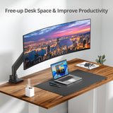 Single 43" Monitor Heavy-Duty Premium Gas Spring Desk Mount - Black, VESA 75x75, 100x100, 200x200mm
