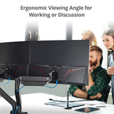 Dual Monitor Heavy-Duty Premium Aluminum Gas Spring Desk Mount - up to 43", VESA 75x75, 100x100, 200x200mm