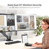 Dual Monitor Heavy-Duty Premium Aluminum Gas Spring Desk Mount - up to 43", VESA 75x75, 100x100, 200x200mm