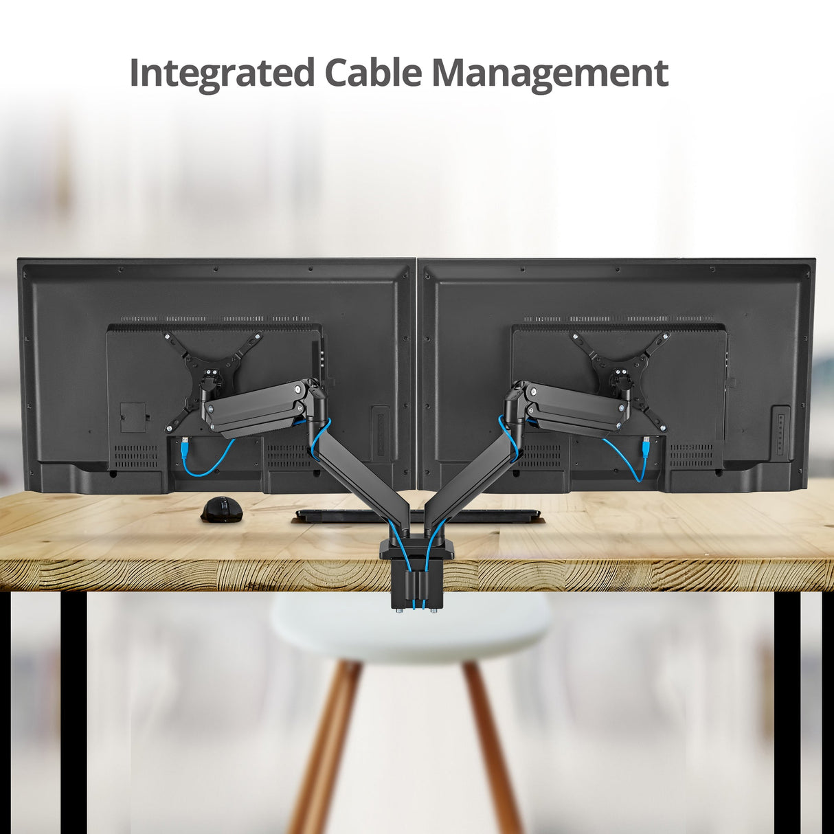 Dual Monitor Heavy-Duty Premium Aluminum Gas Spring Desk Mount - up to 43", VESA 75x75, 100x100, 200x200mm