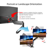 Dual Monitor Heavy-Duty Premium Aluminum Gas Spring Desk Mount - up to 43", VESA 75x75, 100x100, 200x200mm