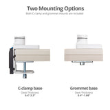 Heavy Duty Gas Spring Single Monitor Arm - Desk Mount, 17" to 43", 33 lbs Max, Aluminum, VESA 75x75, 100x100, 200x200mm, Quick Access USB 3.0 & Audio Port