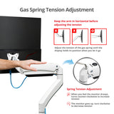 Heavy Duty Gas Spring Single Monitor Arm - Desk Mount, 17" to 43", 33 lbs Max, Aluminum, VESA 75x75, 100x100, 200x200mm, Quick Access USB 3.0 & Audio Port