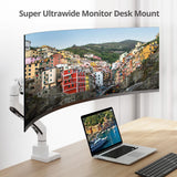 Single 43" Monitor Heavy-Duty Premium Gas Spring Desk Mount - White, VESA 75x75, 100x100, 200x200mm