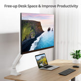 Single 43" Monitor Heavy-Duty Premium Gas Spring Desk Mount - White, VESA 75x75, 100x100, 200x200mm