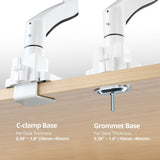 Single 43" Monitor Heavy-Duty Premium Gas Spring Desk Mount - White, VESA 75x75, 100x100, 200x200mm
