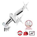 Dual Monitor Aluminum Heavy Duty Desk Mount with USB and Audio Ports - 17" to 43"- 44 lbs Max- VESA 75x75/100x100/200x200- Quick Access USB-A 5Gbps & Audio Port