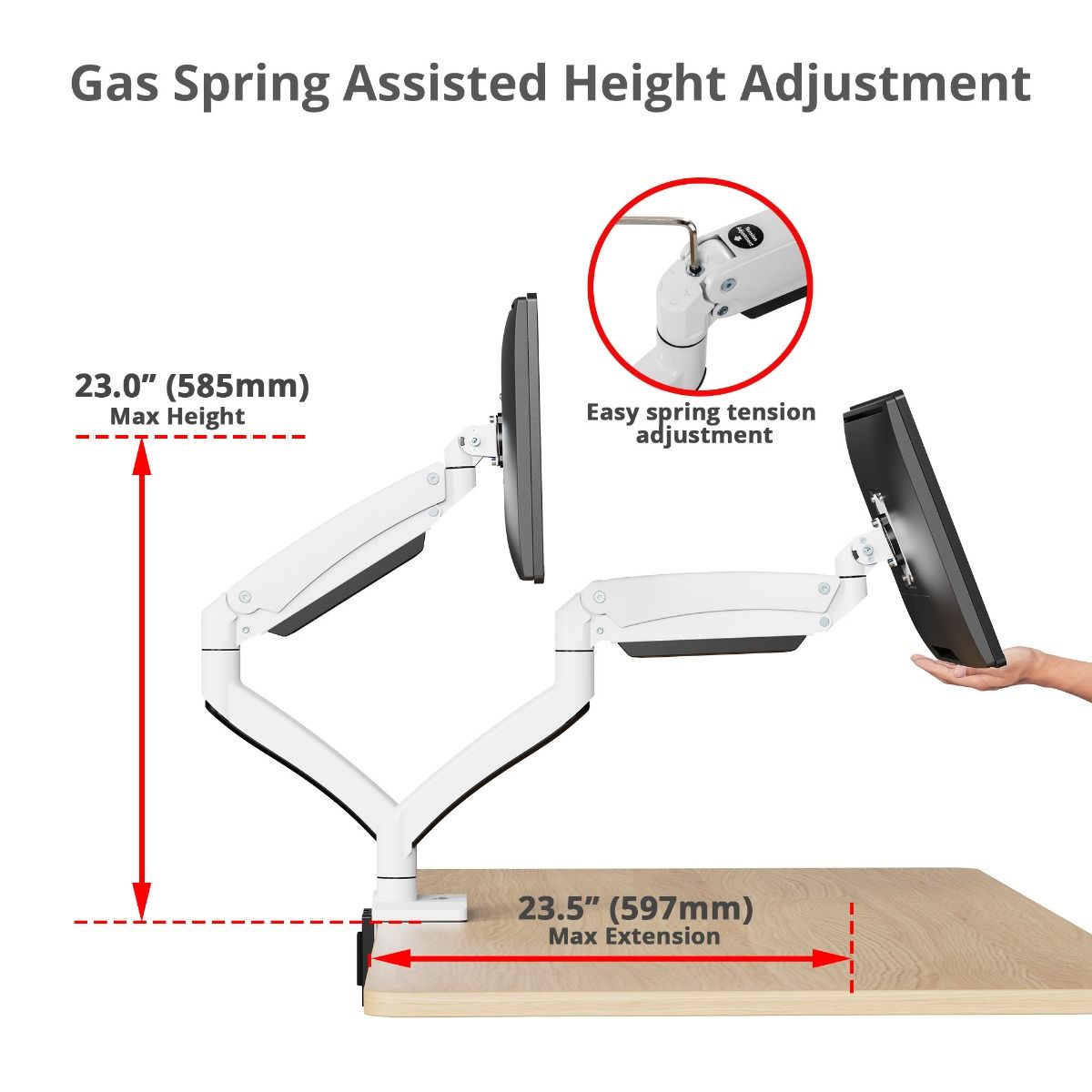 Dual Monitor Aluminum Heavy Duty Desk Mount with USB and Audio Ports - 17" to 43"- 44 lbs Max- VESA 75x75/100x100/200x200- Quick Access USB-A 5Gbps & Audio Port