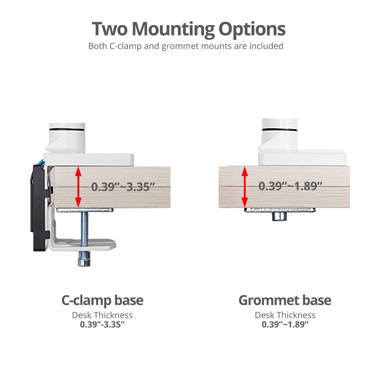 Dual Monitor Aluminum Heavy Duty Desk Mount with USB and Audio Ports - 17" to 43"- 44 lbs Max- VESA 75x75/100x100/200x200- Quick Access USB-A 5Gbps & Audio Port