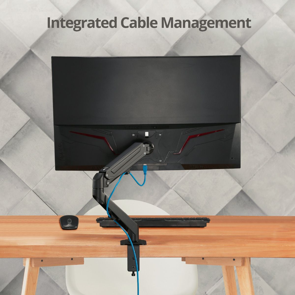 Single Monitor Gas Spring C-Clamp Desk Mount -17 to 27", Max Load 14.3 lbs