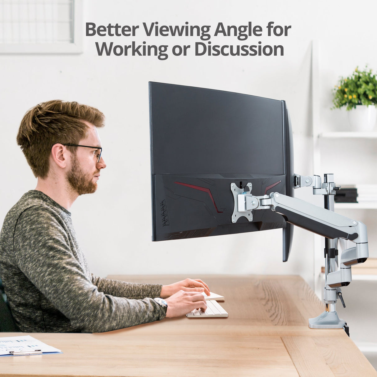 Triple Monitor Aluminum Gas Spring Desk Mount - 13" to 32" - 15.4 lbs each- Detachable VESA plate