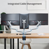 Triple Monitor Aluminum Gas Spring Desk Mount - 13" to 32" - 15.4 lbs each- Detachable VESA plate