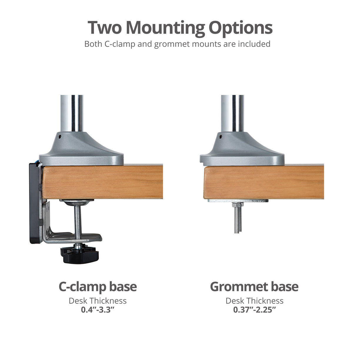 Triple Monitor Aluminum Gas Spring Desk Mount - 13" to 32" - 15.4 lbs each- Detachable VESA plate