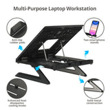 Adjustable Riser Stand Holder for Laptop & Smart Phone, Fits Laptop Size up to 17", Max Load 22Ibs, 9-level tilt adjustment, Foldable