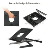 Adjustable Riser Stand Holder for Laptop & Smart Phone, Fits Laptop Size up to 17", Max Load 22Ibs, 9-level tilt adjustment, Foldable