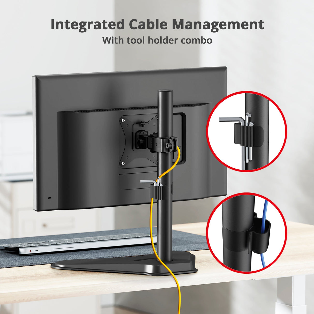 Height Adjustable Single Monitor Freestanding Desk Stand for 13" to 32", Max Load 19.8 Ibs, Easy Height Adjustment