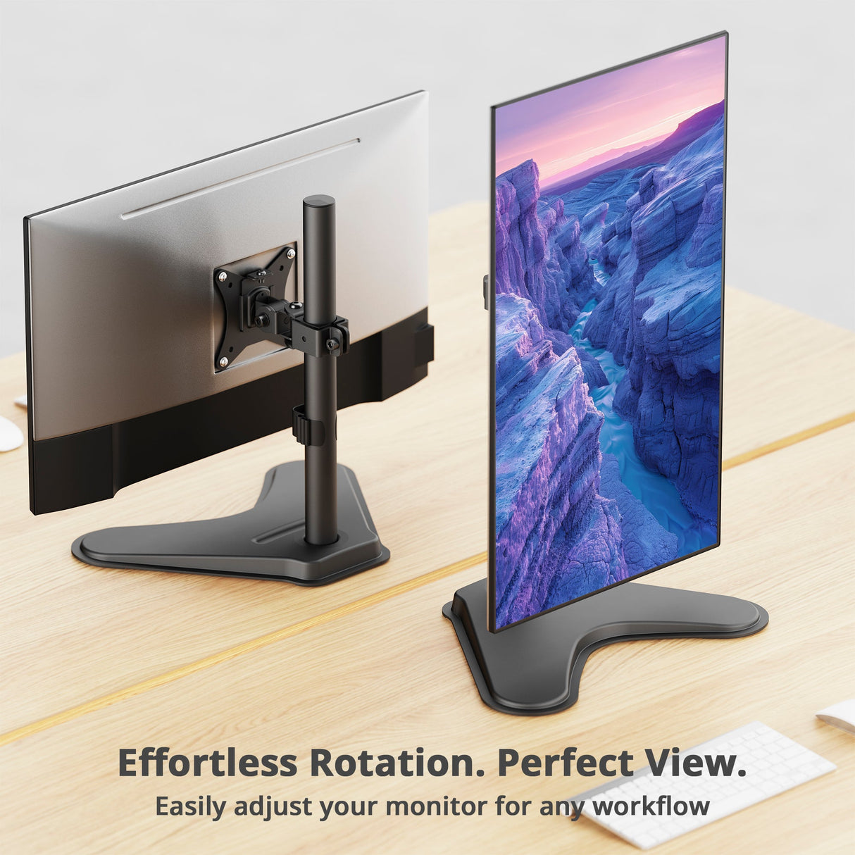 Height Adjustable Single Monitor Freestanding Desk Stand for 13" to 32", Max Load 19.8 Ibs, Easy Height Adjustment