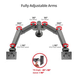 Dual Arm Pole Multi-Angle Replaceable Articulating Monitor Desk Mount- Fits 14~30" monitors - Max load17.6lbs each- Detachable VESA plate