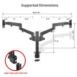 Dual Arm Pole Multi-Angle Replaceable Articulating Monitor Desk Mount- Fits 14~30" monitors - Max load17.6lbs each- Detachable VESA plate