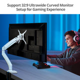 Heavy Duty Gas Spring Single Monitor Arm - Desk Mount, 17" to 49", 50.7 lbs Max, Aluminum, VESA 75x75, 100x100, 200x200mm, Quick Access USB 3.0 & Audio Port