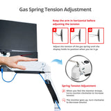 Heavy Duty Gas Spring Single Monitor Arm - Desk Mount, 17" to 49", 50.7 lbs Max, Aluminum, VESA 75x75, 100x100, 200x200mm, Quick Access USB 3.0 & Audio Port