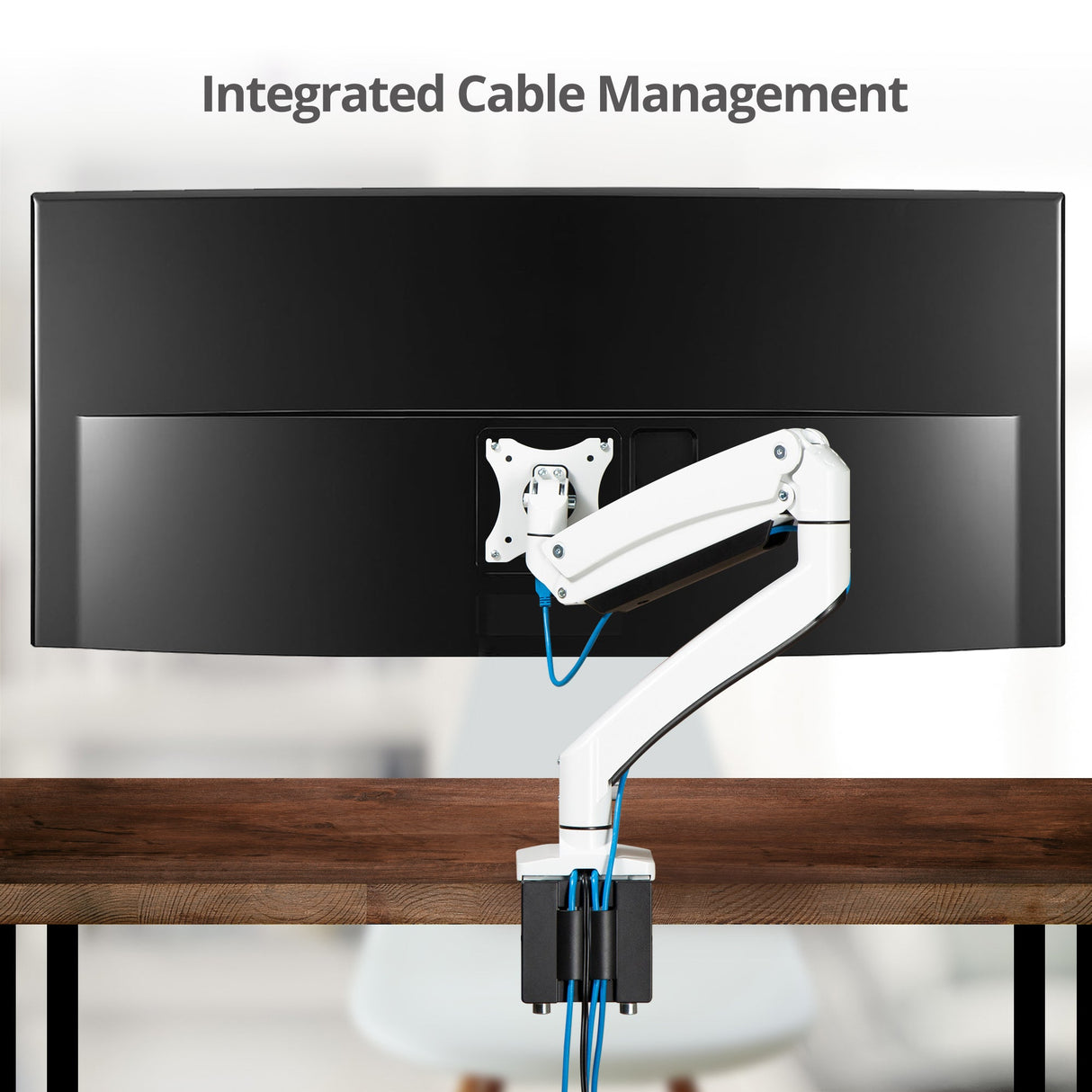 Heavy Duty Gas Spring Single Monitor Arm - Desk Mount, 17" to 49", 50.7 lbs Max, Aluminum, VESA 75x75, 100x100, 200x200mm, Quick Access USB 3.0 & Audio Port