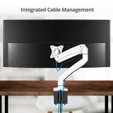 Heavy Duty Gas Spring Single Monitor Arm - Desk Mount, 17" to 49", 50.7 lbs Max, Aluminum, VESA 75x75, 100x100, 200x200mm, Quick Access USB 3.0 & Audio Port