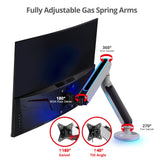 Premium Single-Monitor Arm Desk Mount with Gaming RGB Lighting - 17" to 34"