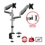 Dual Stacked Monitor Arm Desk Mount - 17" - 32" - Max Load 19.8lbs each - VESA 75/100mm