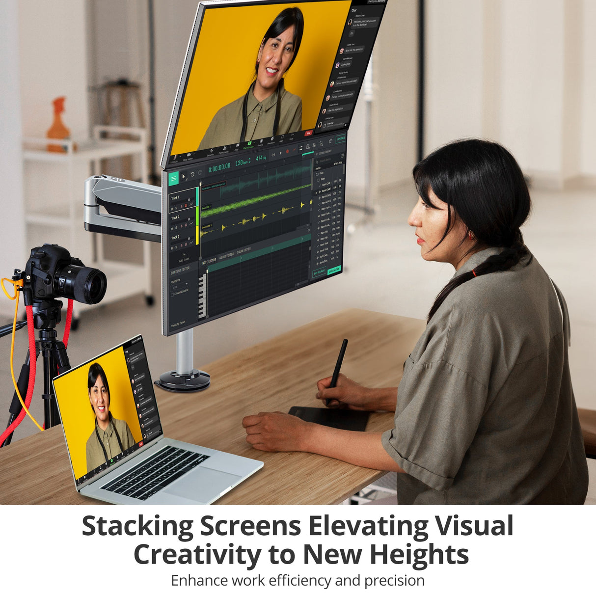 Dual Stacked Monitor Arm Desk Mount - 17" - 32" - Max Load 19.8lbs each - VESA 75/100mm