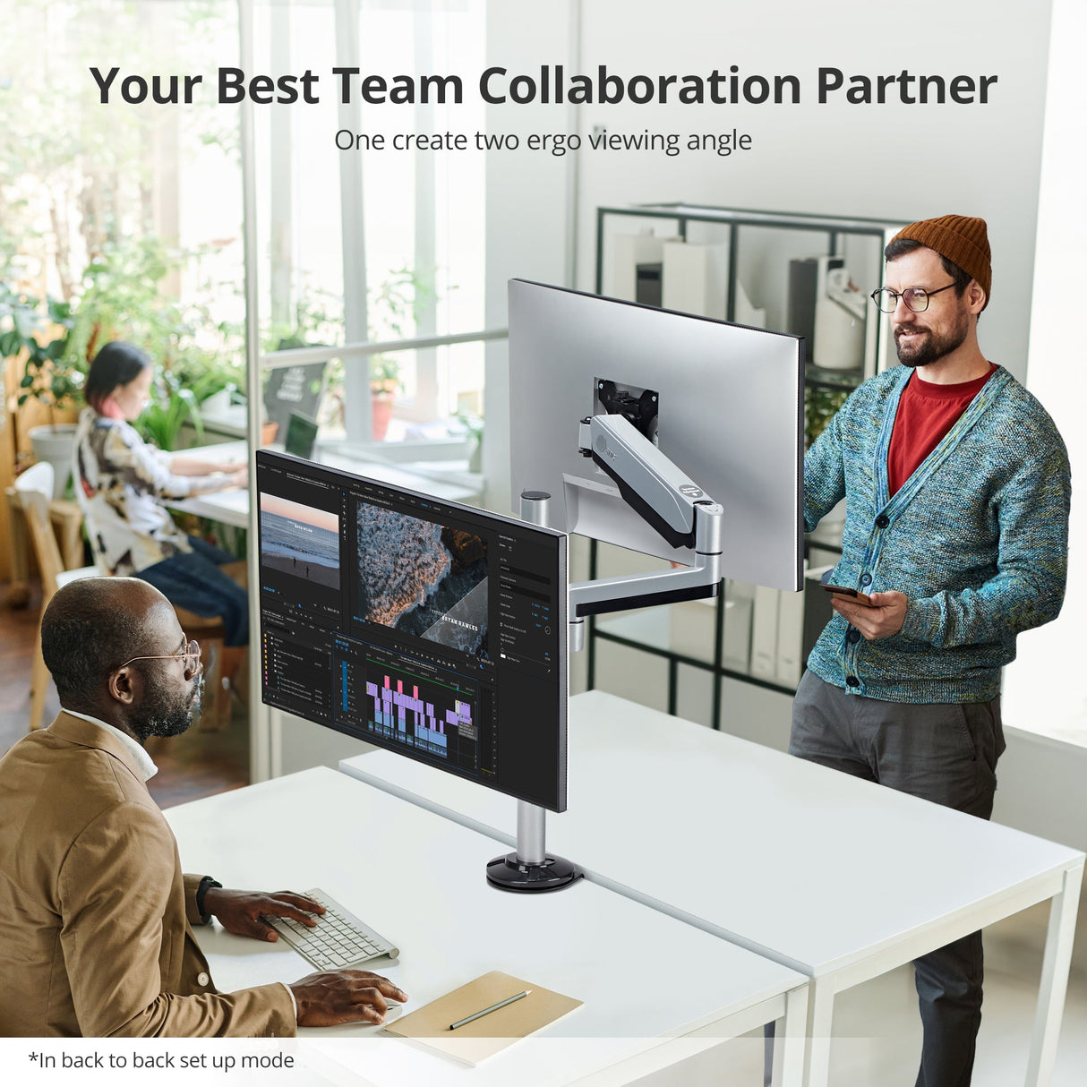 Dual Stacked Monitor Arm Desk Mount - 17" - 32" - Max Load 19.8lbs each - VESA 75/100mm