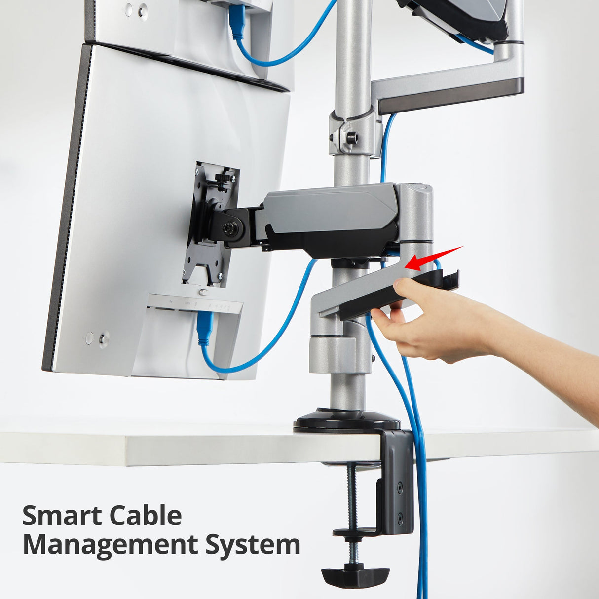 Dual Stacked Monitor Arm Desk Mount - 17" - 32" - Max Load 19.8lbs each - VESA 75/100mm