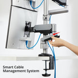 Dual Stacked Monitor Arm Desk Mount - 17" - 32" - Max Load 19.8lbs each - VESA 75/100mm