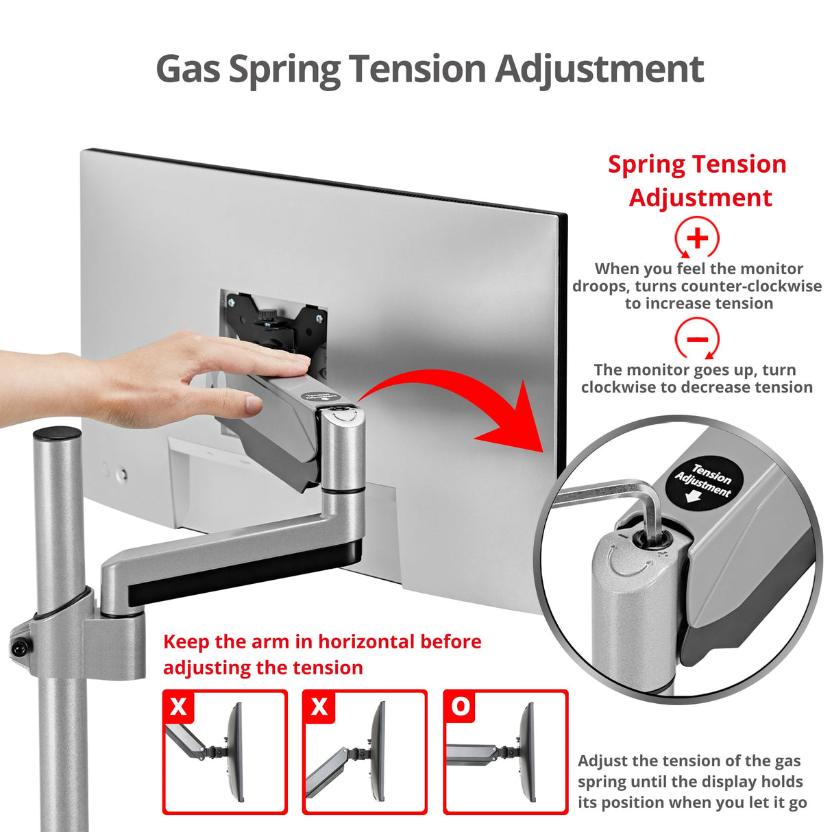 Dual Stacked Monitor Arm Desk Mount - 17" - 32" - Max Load 19.8lbs each - VESA 75/100mm