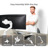 Single Heavy Duty 34"- 49" Monitor Arm Desk Mount with Easy Top Mounting - Load 22-44 lbs - VESA 75/100/200mm