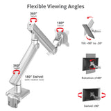 MTPRO Single 49 Inch Mechanical Spring Monitor Arm Top Mount - Up to 49”- Weight Between 4.4 - 44 lbs - VESA 75mm/100mm - TAA Compliant