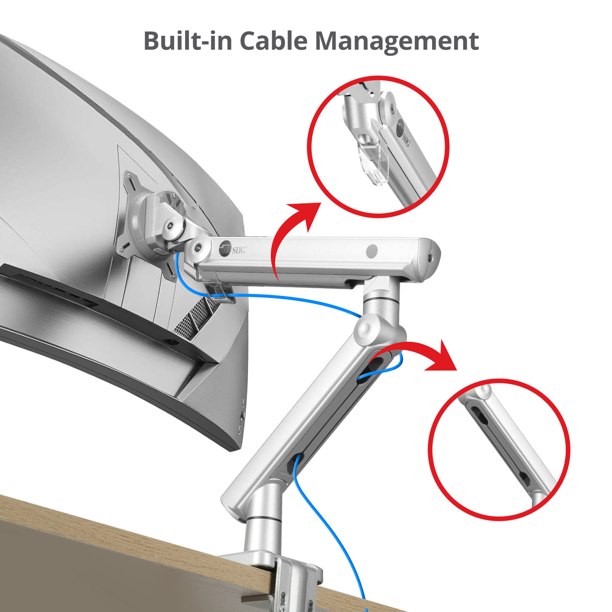 MTPRO Single 49 Inch Mechanical Spring Monitor Arm Top Mount - Up to 49”- Weight Between 4.4 - 44 lbs - VESA 75mm/100mm - TAA Compliant