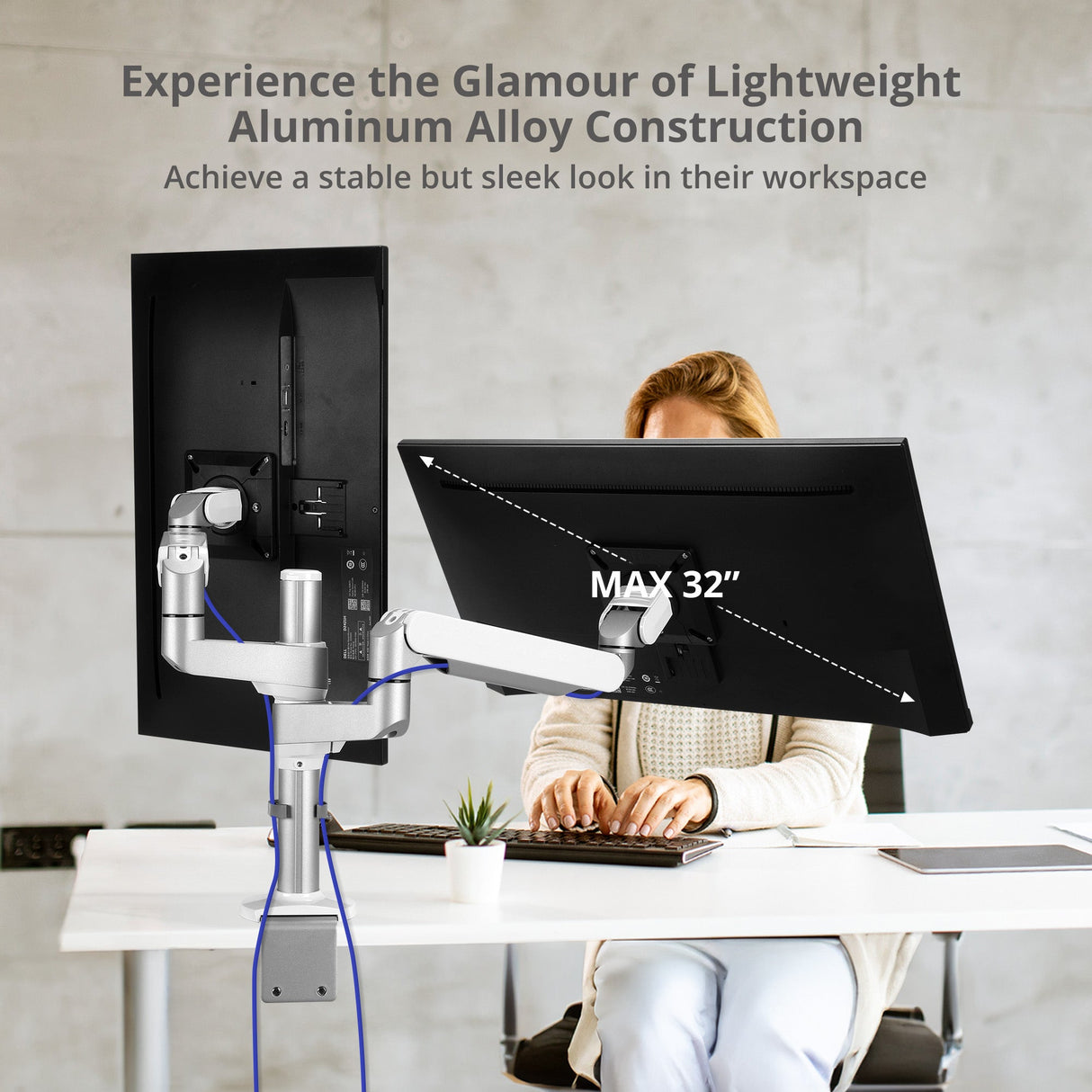 MTPRO Desk Mount Dual Monitor Arm - up to 32" Display - Max. Load 19.8 lbs - VESA 75/100mm - Mechanical Spring Design - TAA Compliant