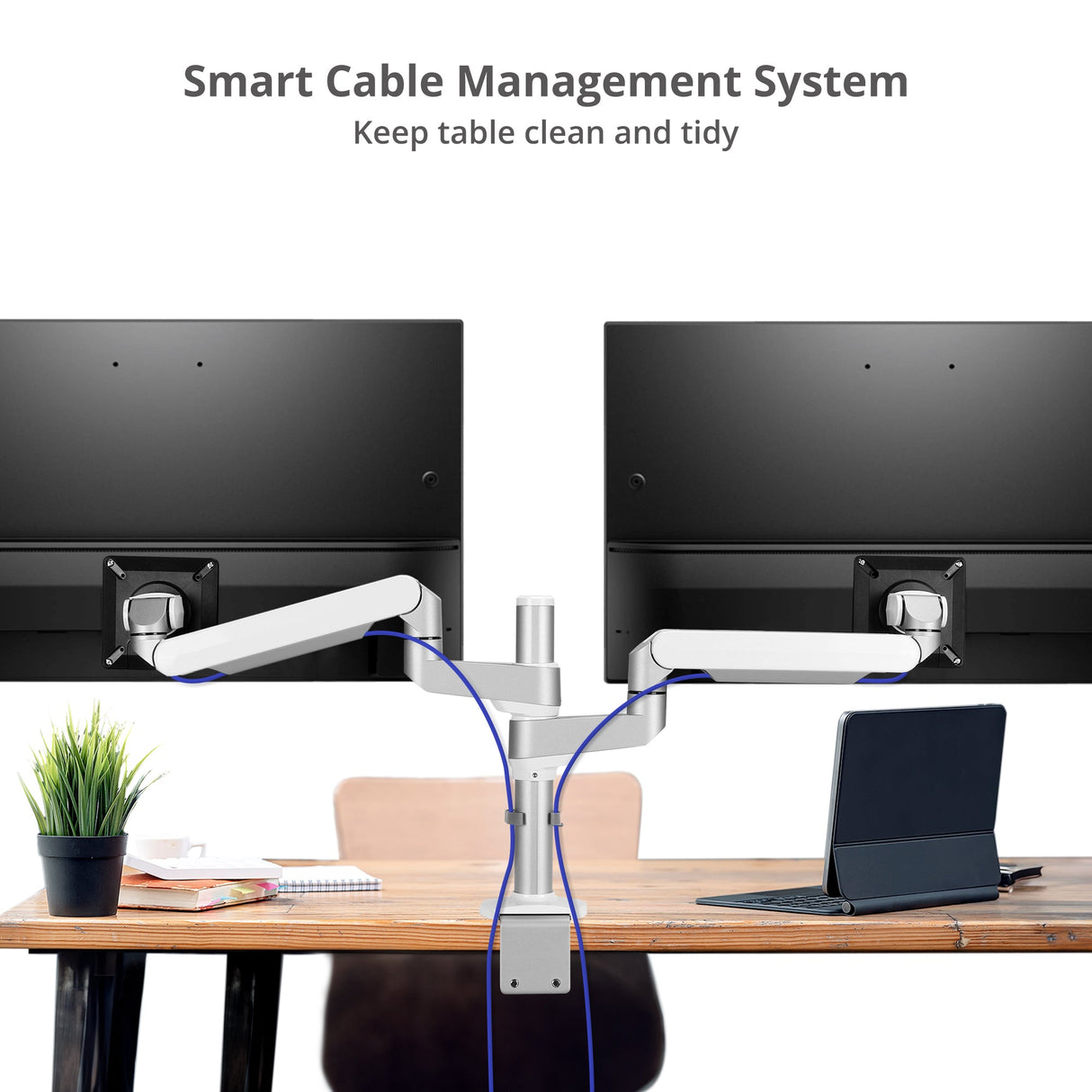 MTPRO Desk Mount Dual Monitor Arm - up to 32" Display - Max. Load 19.8 lbs - VESA 75/100mm - Mechanical Spring Design - TAA Compliant