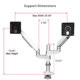 MTPRO Desk Mount Dual Monitor Arm - up to 32" Display - Max. Load 19.8 lbs - VESA 75/100mm - Mechanical Spring Design - TAA Compliant
