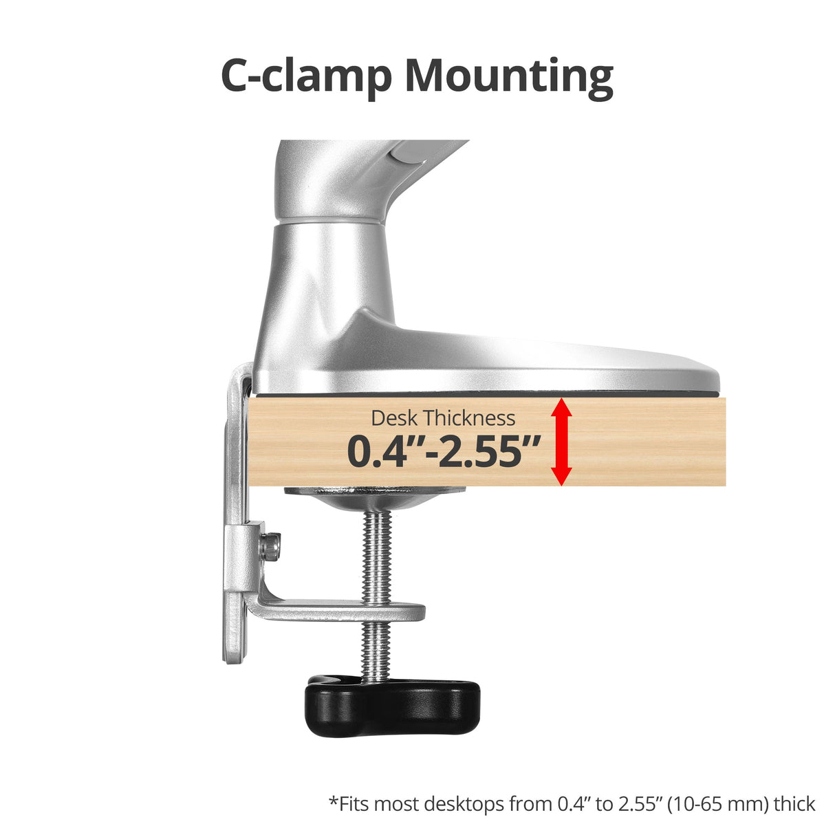 MTPRO Desk Mount Dual Gas Spring Monitor Arm - up to 32" Display - Max. Load 19.8 lbs - VESA 75/100mm - TAA Compliant