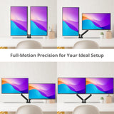Dual Monitor Gas Spring Arm Desk Mount - 13" to 32" - Max Load 22 lbs - VESA 75/100mm