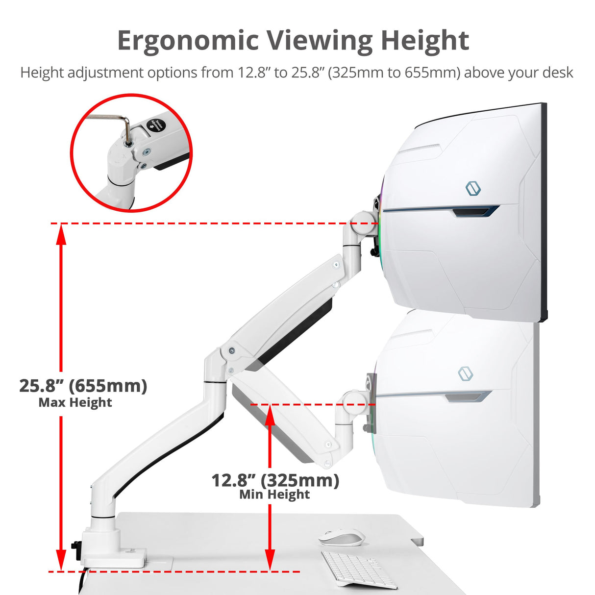 Ultra Heavy Duty Single Monitor Arm Desk Mount - 17" ~57" - Weight Between 4.4 - 59.5 lbs - VESA 75/100/200mm