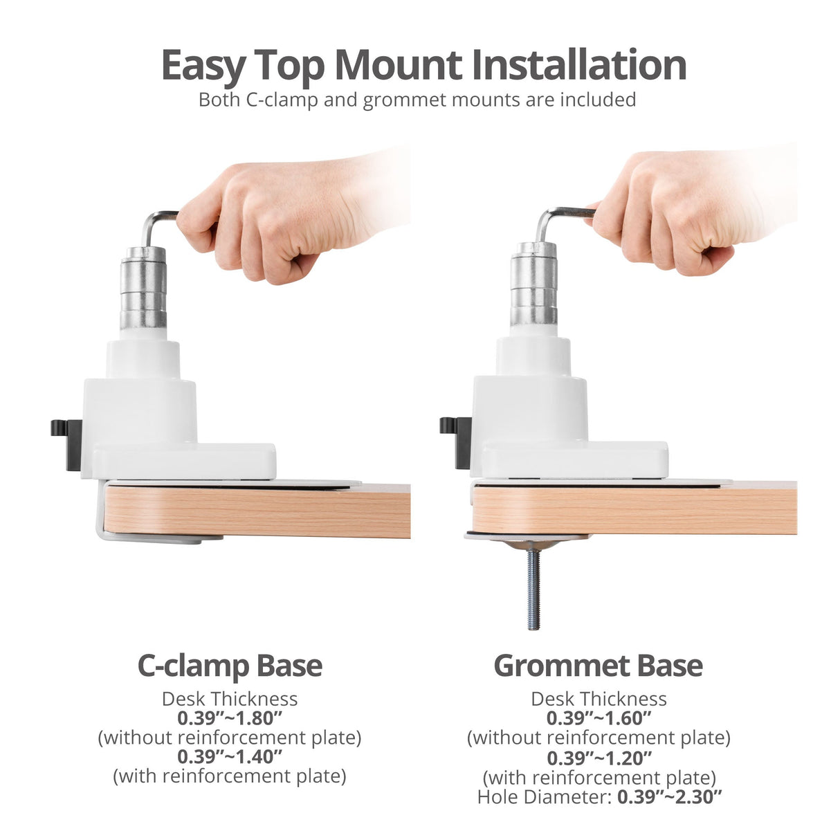 Ultra Heavy Duty Single Monitor Arm Desk Mount - 17" ~57" - Weight Between 4.4 - 59.5 lbs - VESA 75/100/200mm