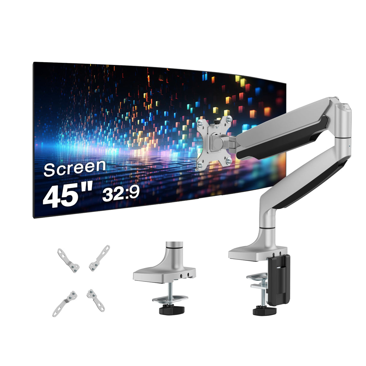 Single 45 inch Mechanical Spring Monitor Arm Desk Mount 26.4 lbs, Fits 17" to 45" Screen, Max Load 26.4 lbs, VESA 75/100/200 Compatible, Gray