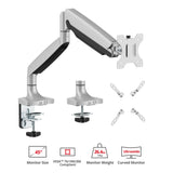 Single 45 inch Mechanical Spring Monitor Arm Desk Mount 26.4 lbs, Fits 17" to 45" Screen, Max Load 26.4 lbs, VESA 75/100/200 Compatible, Gray