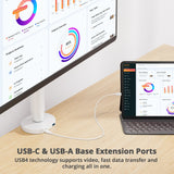 Single 40 Inch Ultrawide 3-Segment Easel Monitor Arm, Aluminum Pneumatic-Assist Stand with Full Motion Adjustment and Integrated USB-C/USB-A Ports – White