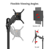 Single 43 Inch Portable Monitor Arm TV Rolling Stand- Black – Fits17"-43" Screens, up to 22 lbs, VESA Plate 75x75mm,100x100mm, 200x100mm, 200x200mm